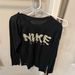 Nike running Black Long Sleeve Tee with Bold Logo size small